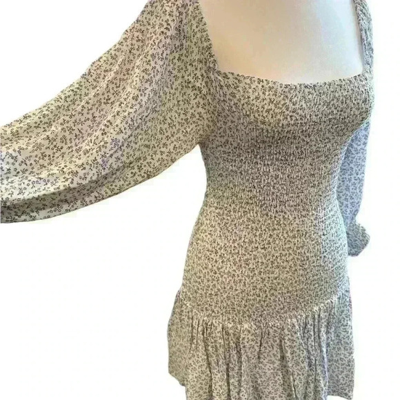 Jen’s Pirate Booty Haitian Rose Mini Dress Balloon Sleeves Ruffle Hem Blue XS - Picture 5 of 7